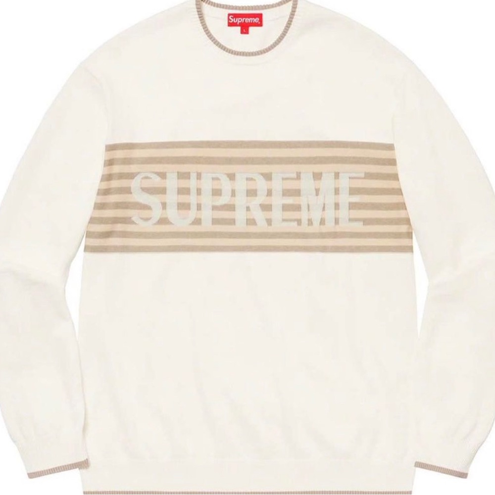 Supreme Ivory Chest Stripe Sweater
